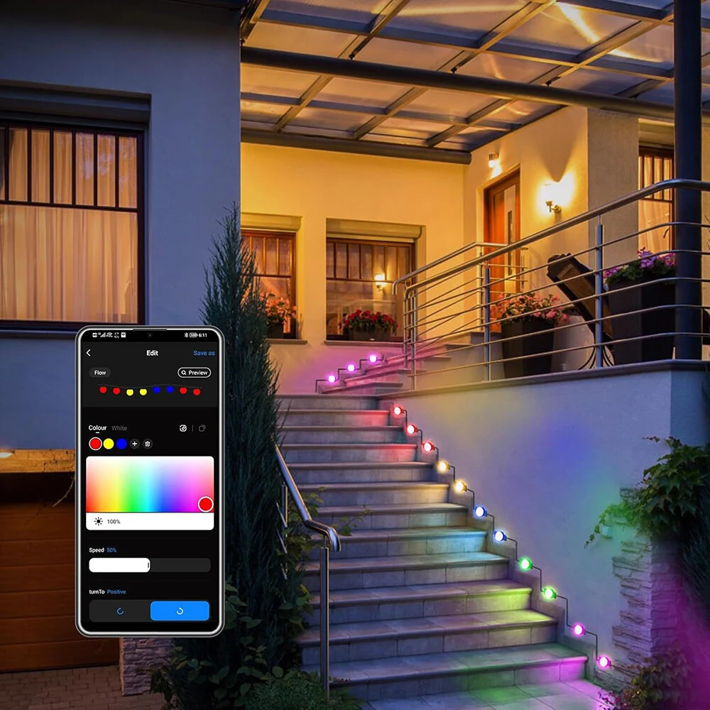 (image for) LIXINCORDA 49ft 33LED/ 32.8ft 20LED Smart RGB LED String Lights Outdoor IP65 Waterproof APP/Remote Control Music Sync Patio & Garden Lights